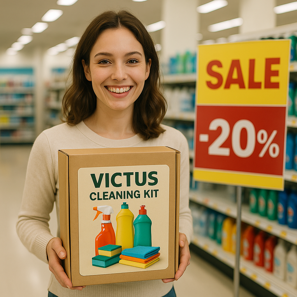 Economia real com kits de limpeza promocionais Victus