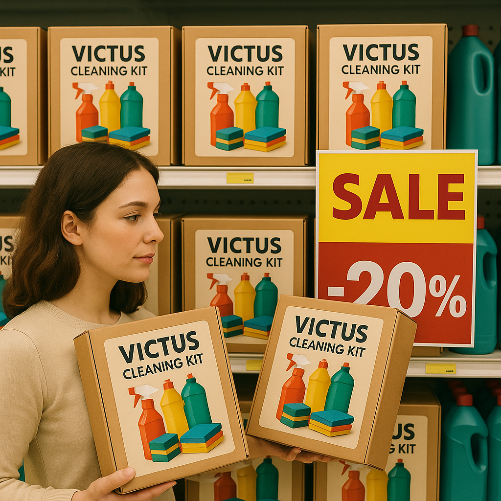 Escolha seu kit de limpeza promocional Victus e economize.